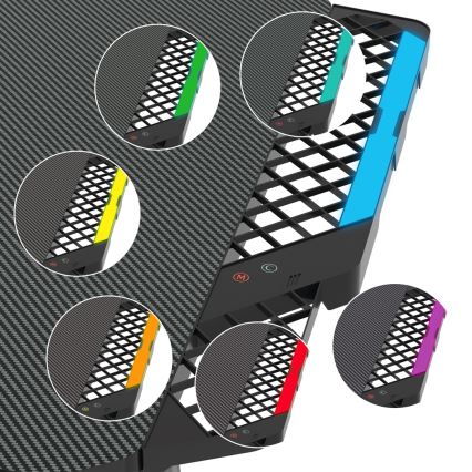 Gaming table SNAKE with LED RGB backlight 100x60 cm black