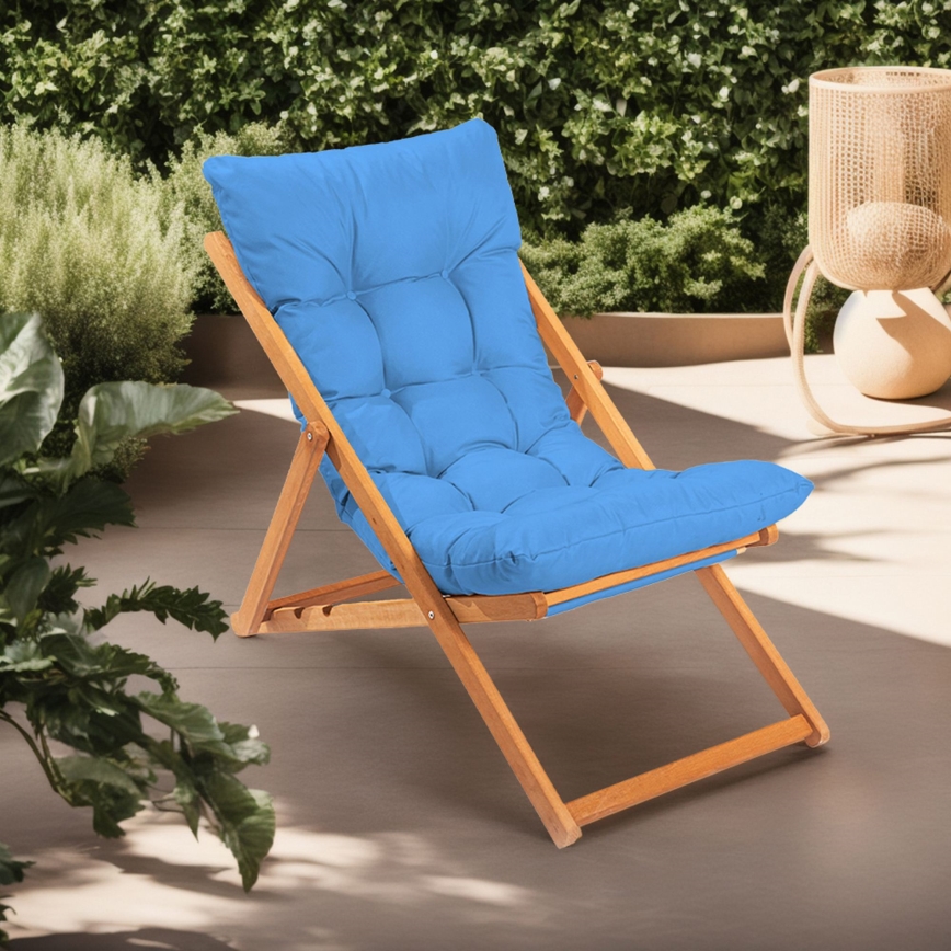 Garden lounger blue/beech
