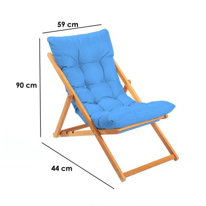 Garden lounger blue/beech