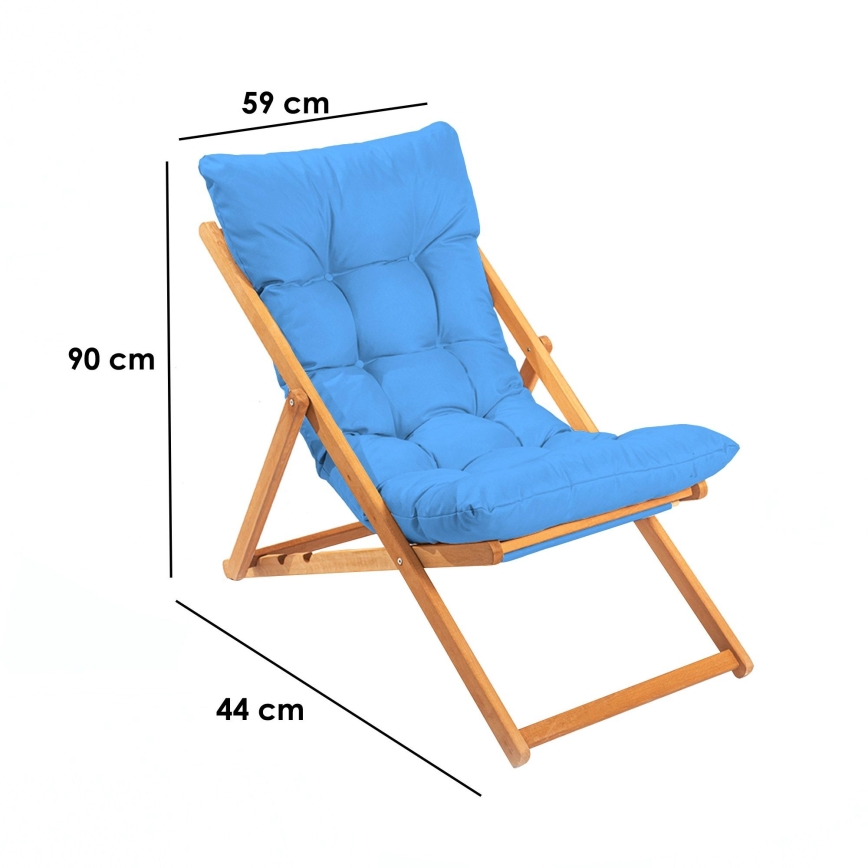 Garden lounger blue/beech