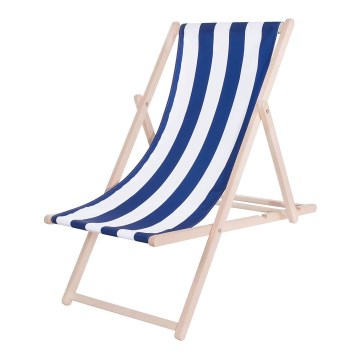 Garden lounger blue/white/beech