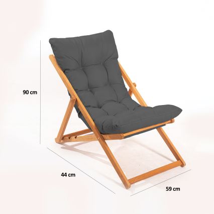 Garden lounger grey/beech
