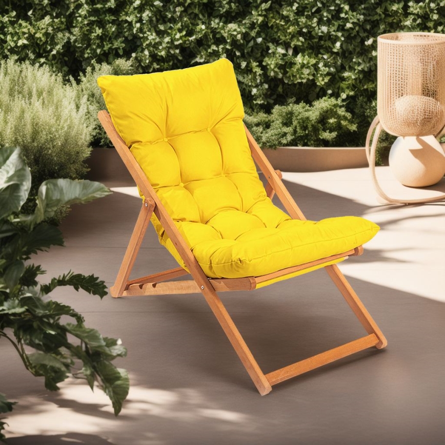 Garden lounger yellow/beech