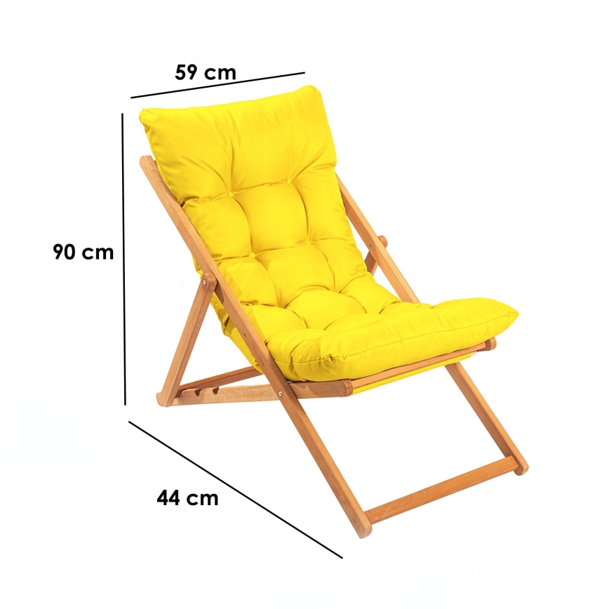 Garden lounger yellow/beech