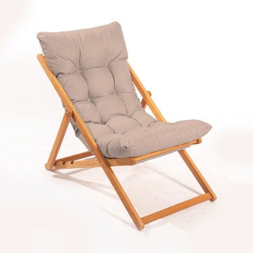 Garden sun lounger, beige/beech