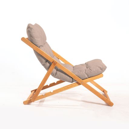 Garden sun lounger, beige/beech