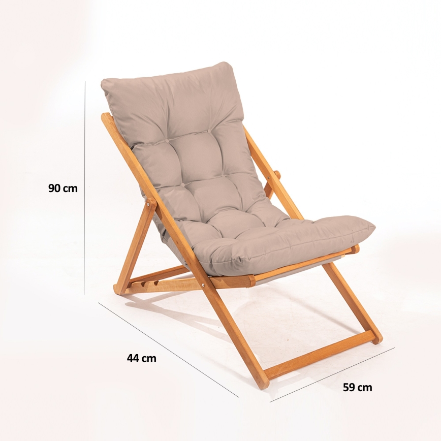 Garden sun lounger, beige/beech