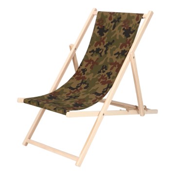Garden Sun Lounger - Camouflage/Beech