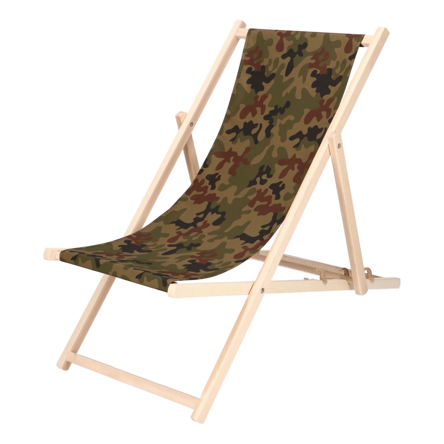Garden Sun Lounger - Camouflage/Beech