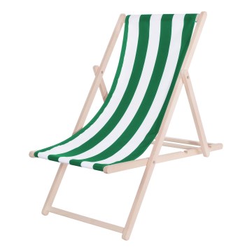 Garden sun lounger green/white/beech