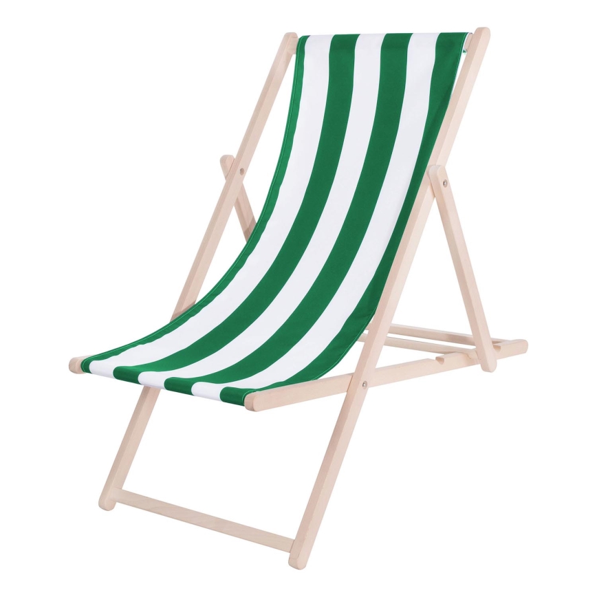 Garden sun lounger green/white/beech