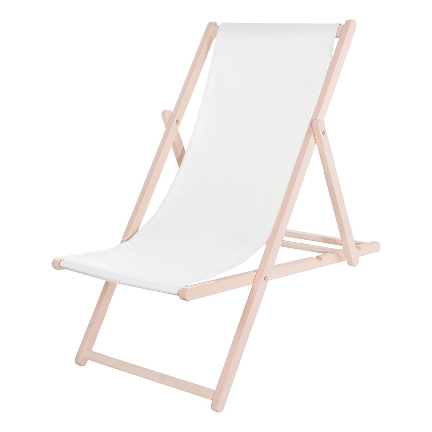 Garden sun lounger white/beech