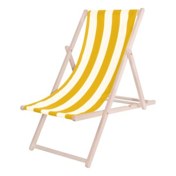 Garden sun lounger yellow/white/beech
