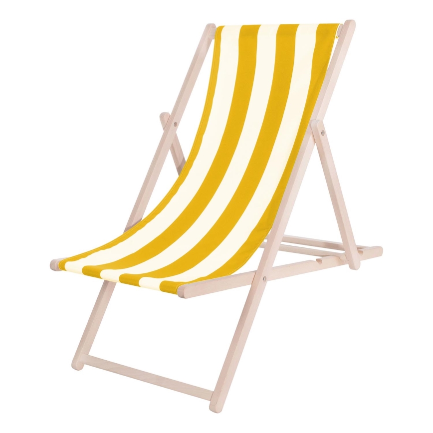 Garden sun lounger yellow/white/beech