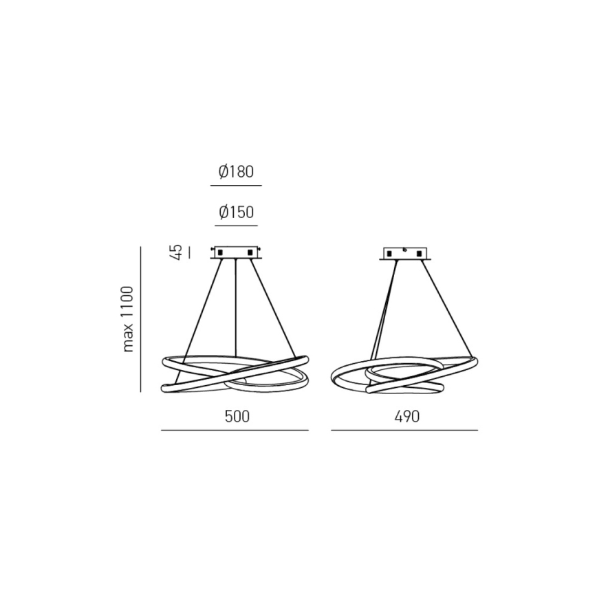 Gea Luce DIVA S P TITANIO - LED Dimmable chandelier on a string DIVA LED/43W/230V anthracite