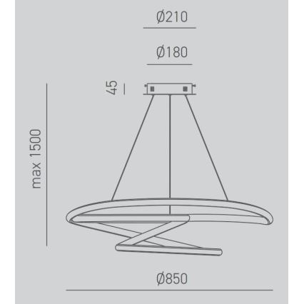Gea Luce DIVA S/S TITANIO -  LED Dimmable chandelier on a string DIVA LED/80W/230V grey