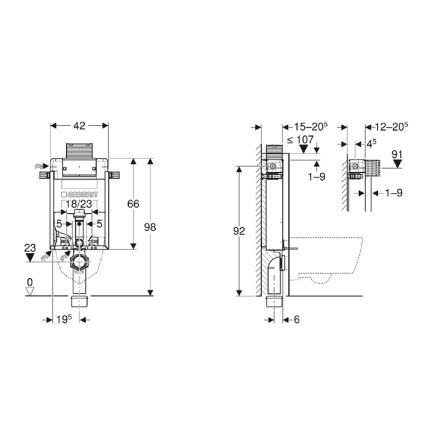 Geberit 110.010.00.1 - Concealed installation module for wall-hung WC Kombifix 98 cm