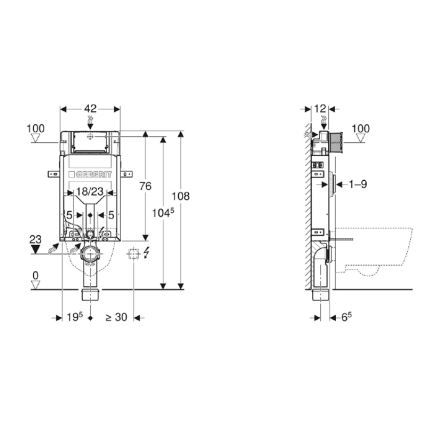 Geberit 110.302.00.5 - Kombifix 108 cm concealed in-wall module for wall-hung toilet