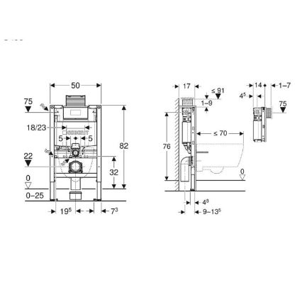 Geberit 111.003.00.2 - Duofix 82 cm in-wall module for wall-hung toilet