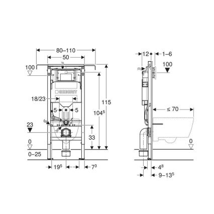 Geberit 111.355.00.6 - Duofix 115 cm concealed installation frame for wall-hung toilet