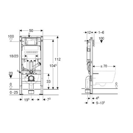 Geberit 111.364.00.6 - In-wall module for wall-hung toilet Duofix 112 cm