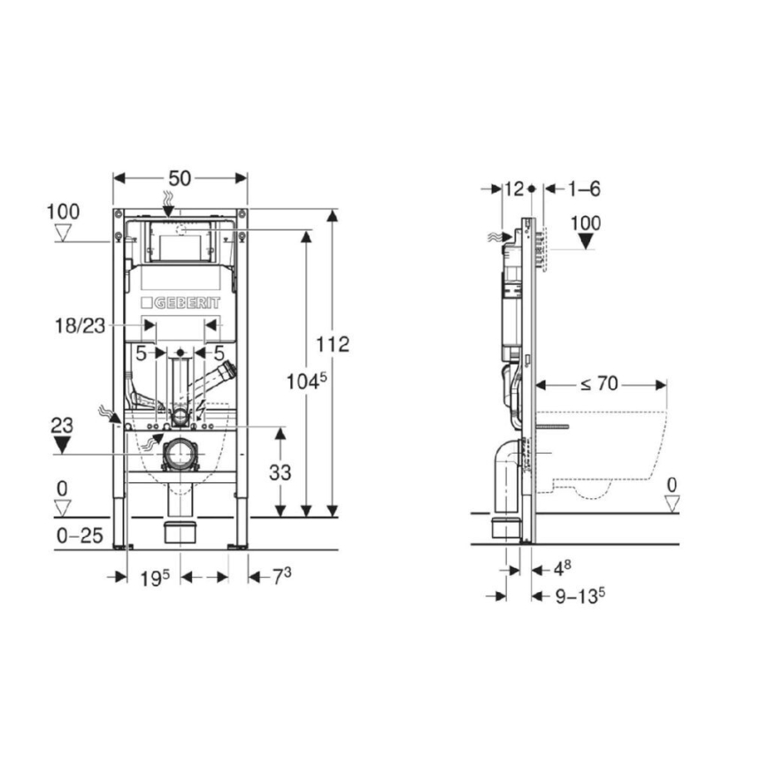 Geberit 111.364.00.6 - In-wall module for wall-hung toilet Duofix 112 cm