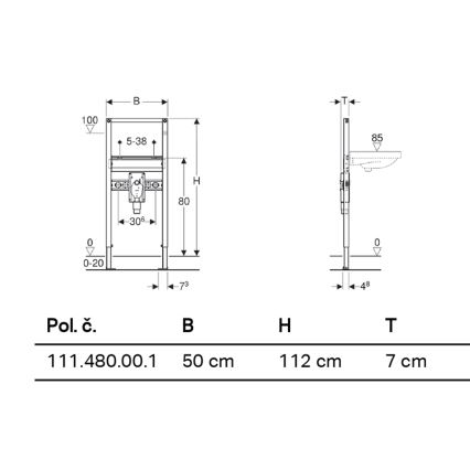 Geberit 111.480.00.1 - Duofix 112 cm In-wall Installation Module for Wall-hung Washbasin