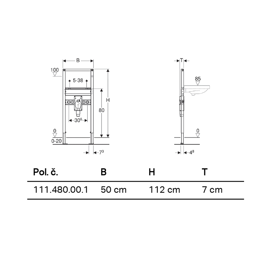 Geberit 111.480.00.1 - Duofix 112 cm In-wall Installation Module for Wall-hung Washbasin