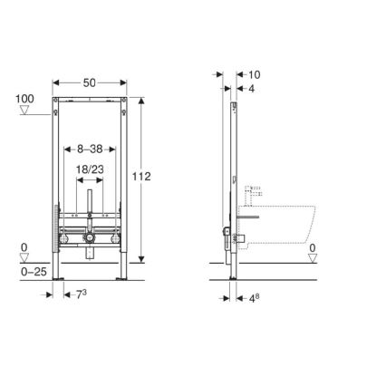 Geberit 111.510.00.2 - Duofix 112 cm Concealed In-Wall Module for Bidet