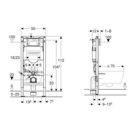 Geberit 111.925.00.6 - Concealed in-wall module for Duofix wall-hung WC, 112 cm
