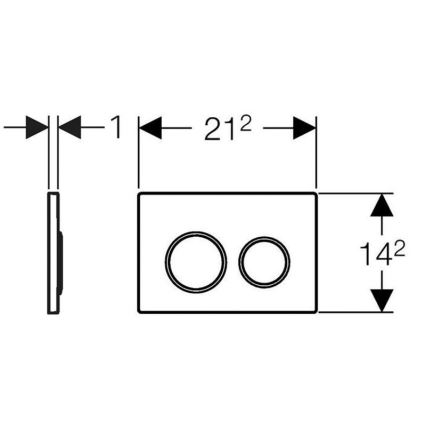 Geberit 115.085.KH.1 - Omega20 flush plate 21.2 x 14.2 cm polished chrome/matte chrome