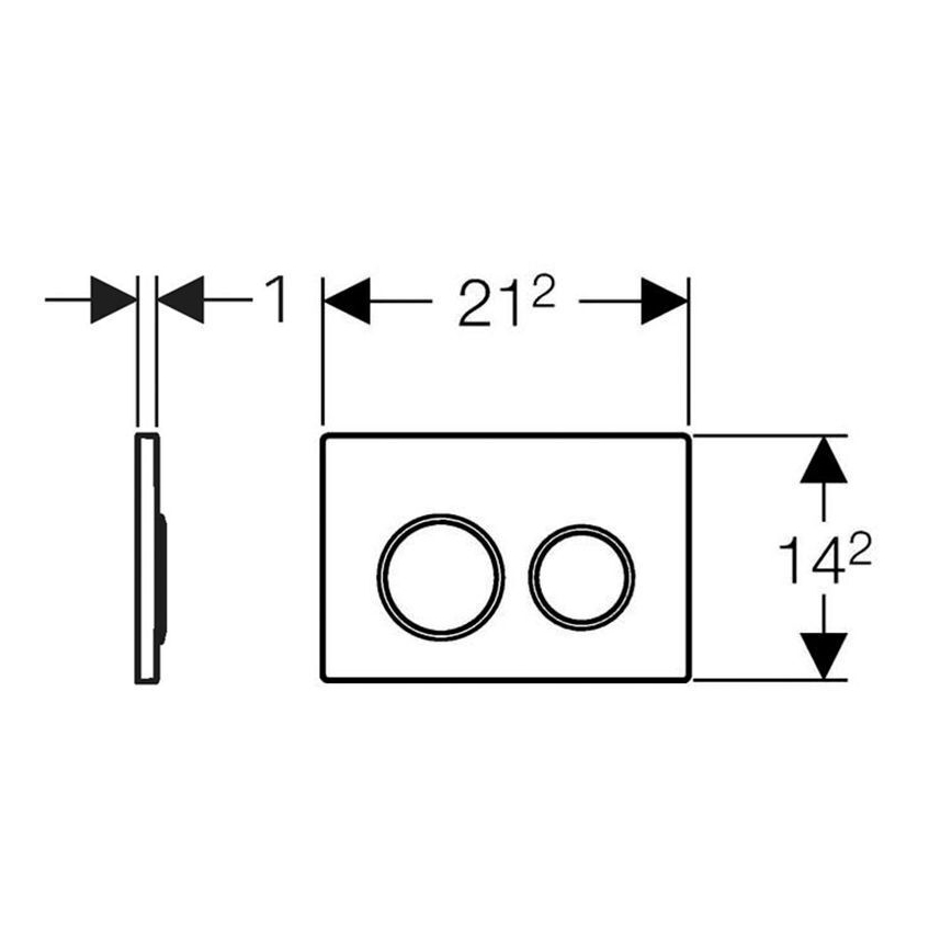 Geberit 115.085.KH.1 - Omega20 flush plate 21.2 x 14.2 cm polished chrome/matte chrome