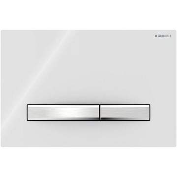 Geberit 115.788.11.2 - Sigma50 Flush Plate 24.6 x 16.4 cm, White/Matte Chrome