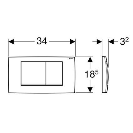 Geberit 115.899.KH.1 - Twinline30 flush plate 34 x 18.5 cm polished chrome/matte chrome