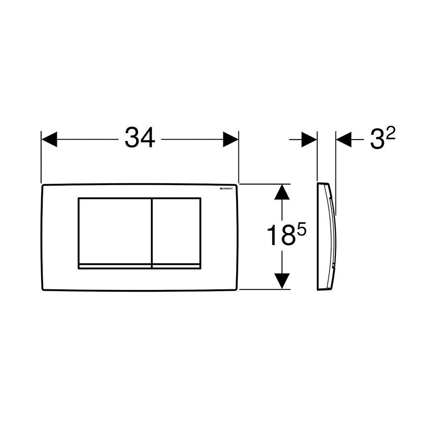 Geberit 115.899.KH.1 - Twinline30 flush plate 34 x 18.5 cm polished chrome/matte chrome