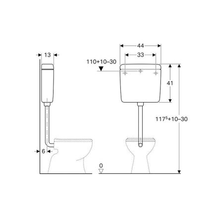 Geberit 127.005.11.1 - AP127 dual-flush cistern 6/9 L, Alpine White