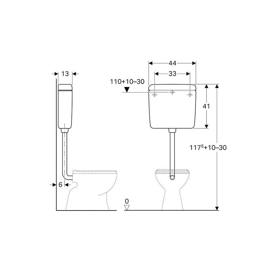 Geberit 127.005.11.1 - AP127 Flush Cistern 6/9 L Alpine White