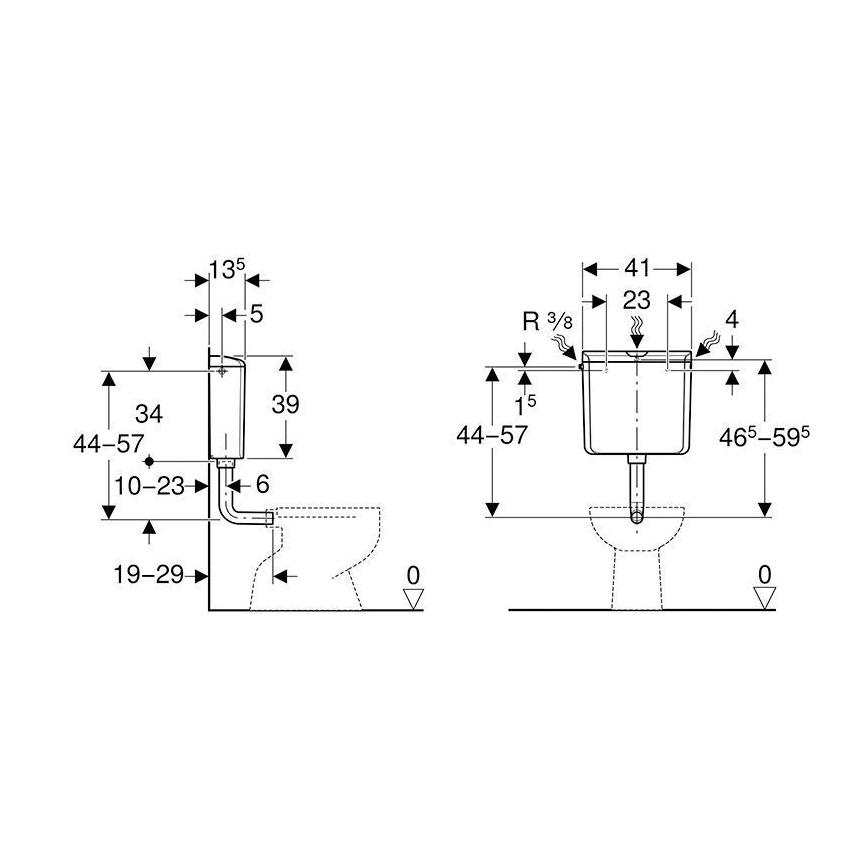 Geberit 136.610.11.1 - AP110 Dual-Flush Concealed Cistern 6/9 L, Alpine White