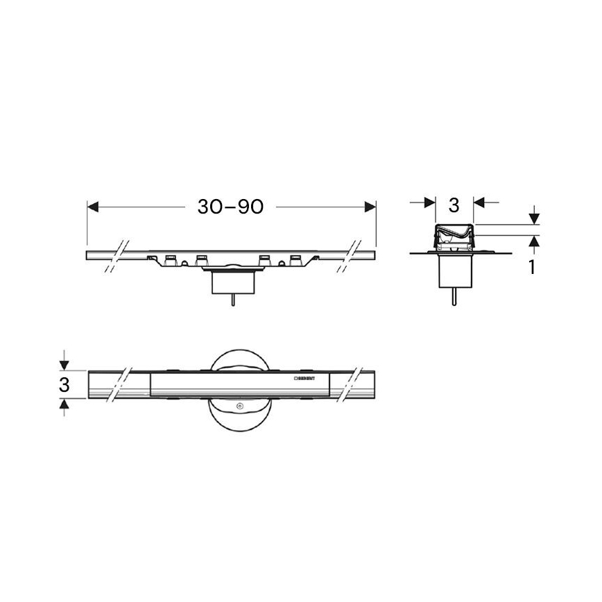 Geberit 154.446.QC.2 - CleanLine drain channel 90x3 cm anthracite