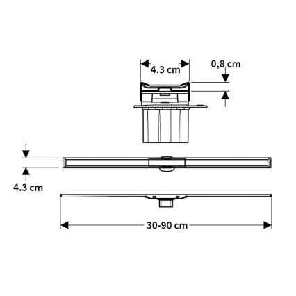 Geberit 154.450.KS.1 - CleanLine linear shower drain 90 x 4.3 cm, stainless steel