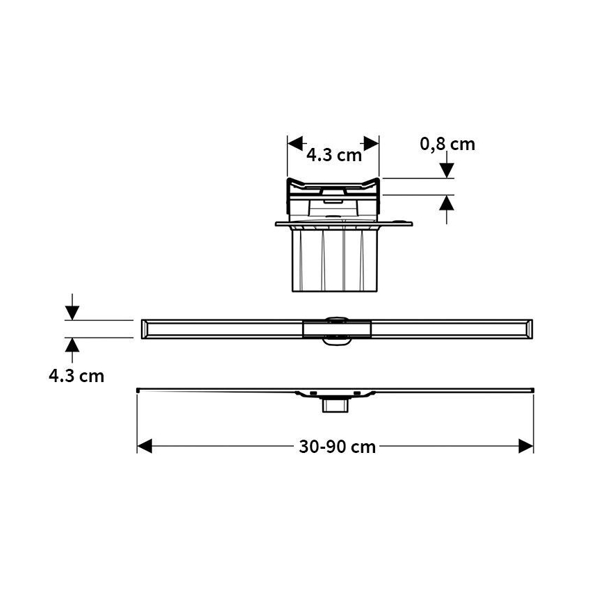 Geberit 154.450.KS.1 - CleanLine linear shower drain 90 x 4.3 cm, stainless steel
