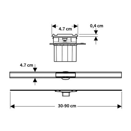 Geberit 154.458.00.1 - CleanLine linear drain 90x4,7 cm stainless steel