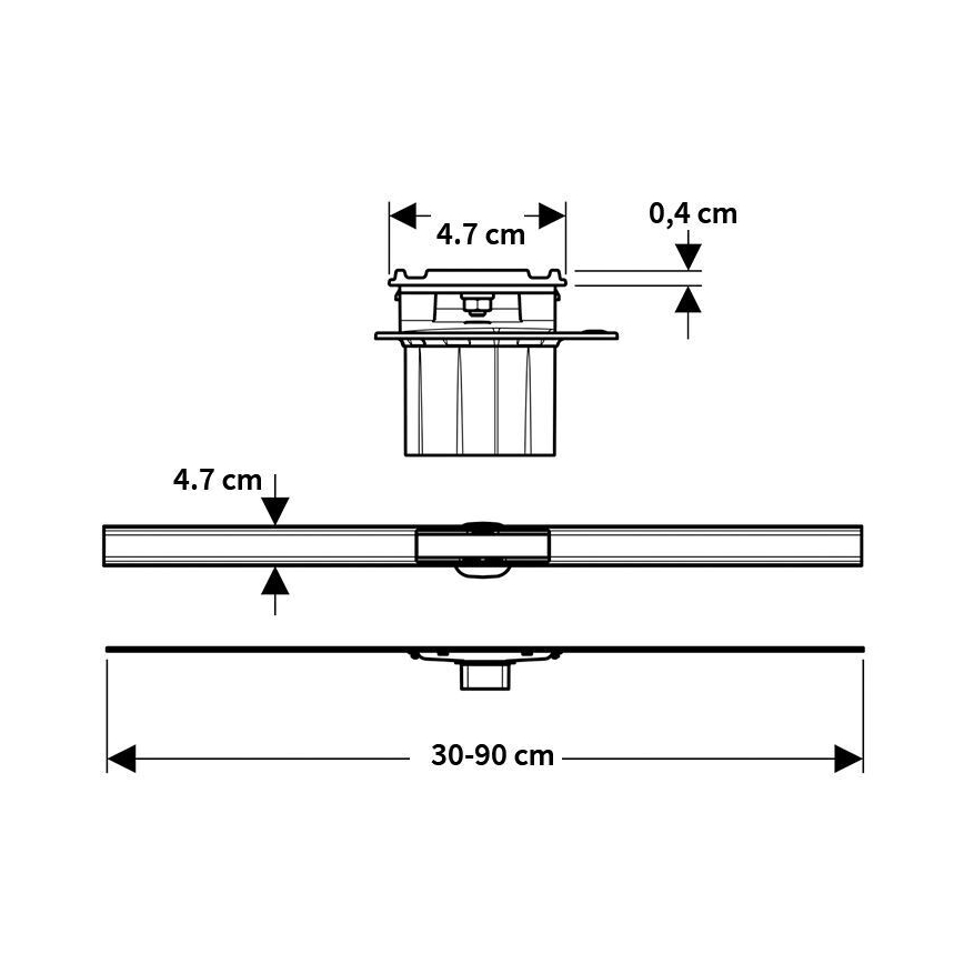 Geberit 154.458.00.1 - CleanLine linear drain 90x4,7 cm stainless steel