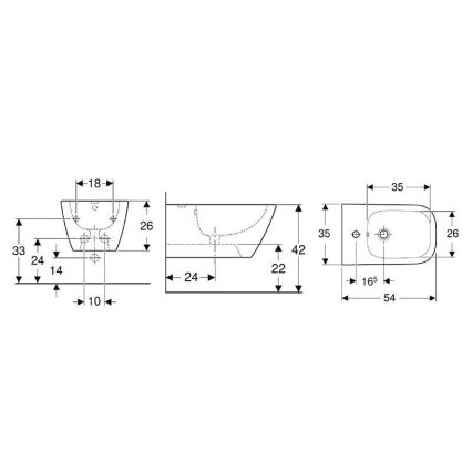 Geberit 500.209.01.1 - Smyle Square Wall-hung Bidet, Ceramic/White