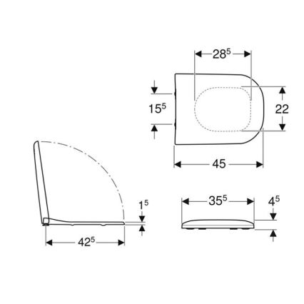 Geberit 500.235.01.1 - Smyle Duroplast toilet seat, white