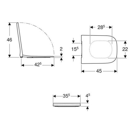 Geberit 500.238.01.1 - Smyle Square Duroplast Toilet Seat, White