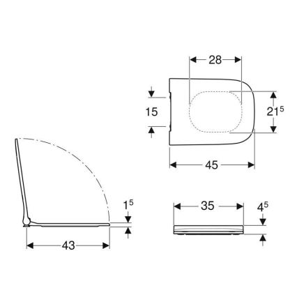 Geberit 500.239.01.1 - Smyle Square Toilet Seat Duroplast/White