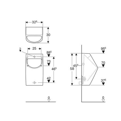 Geberit 500.254.01.1 - Smyle urinal, rear water inlet, rear waste outlet, white ceramic