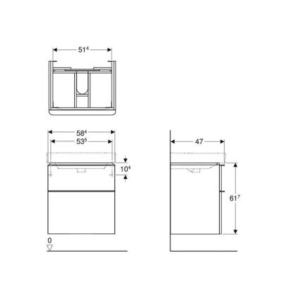 Geberit 500.352.00.1 - Smyle Square Under-Sink Vanity Unit 59x62x47 cm White