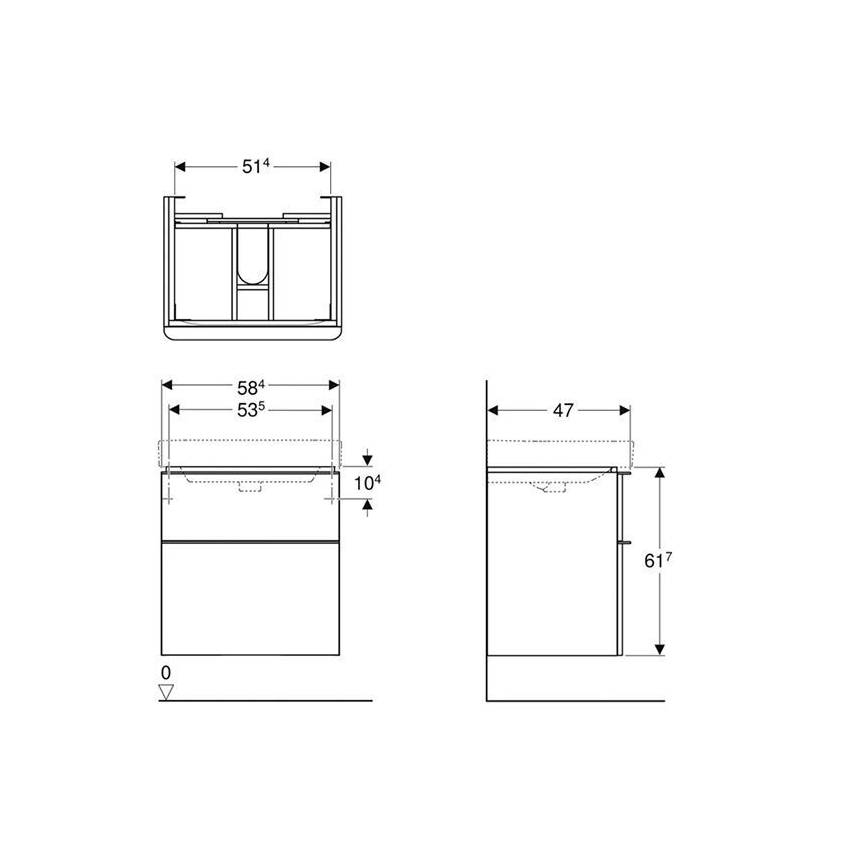 Geberit 500.352.00.1 - Smyle Square Under-Sink Vanity Unit 59x62x47 cm White